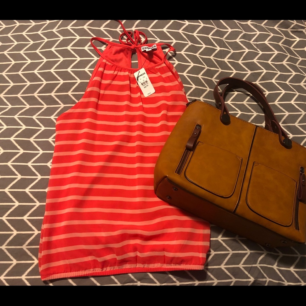 NWT red and cream striped tank.